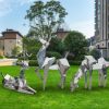 304 stainless steel plum blossom deer sculpture outdoor mirror geometric block surface deer park forest square scenic lawn ornaments