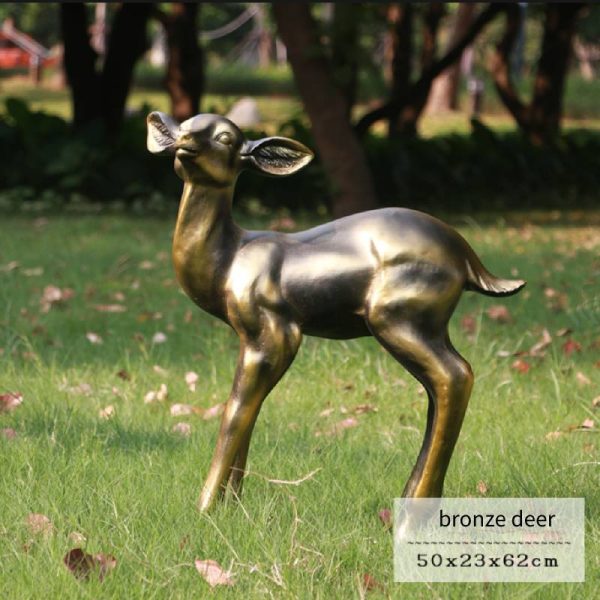 Bronze deer statue on the lawn beside the park - Image 4