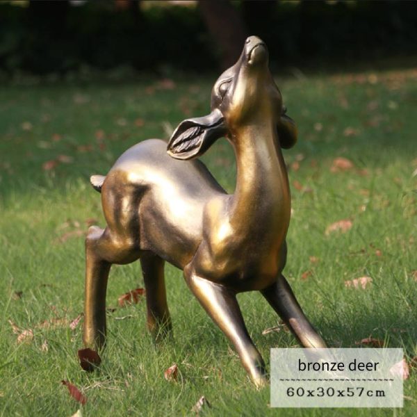 Bronze deer statue on the lawn beside the park - Image 6
