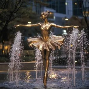 Life Size Outdoor Park Fountain Landscape Dancing Girl Bronze Statue