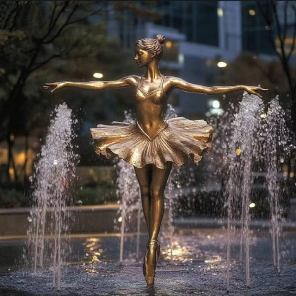 Life Size Outdoor Park Fountain Landscape Dancing Girl Bronze Statue