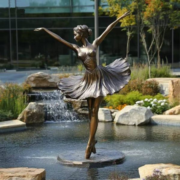Life Size Outdoor Park Fountain Landscape Dancing Girl Bronze Statue - Image 4