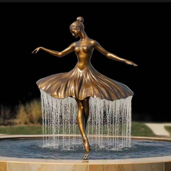 Life Size Outdoor Park Fountain Landscape Dancing Girl Bronze Statue - Image 5