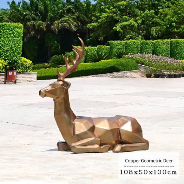Outdoor Park Square Lawn Geometric Shape Golden Copper Deer - Image 3