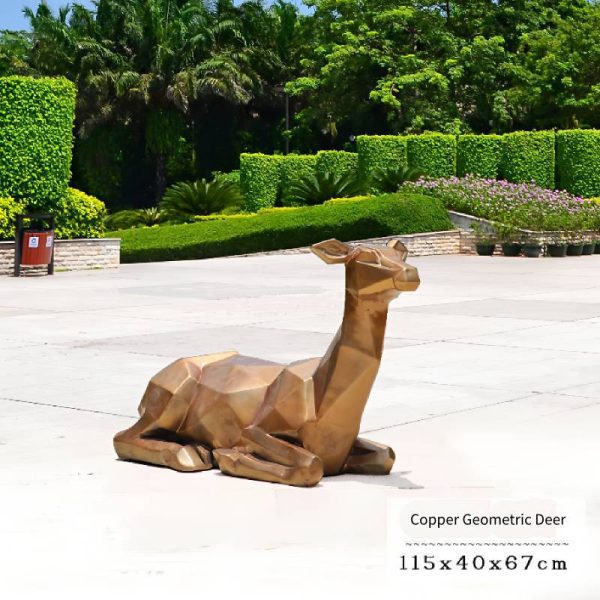 Outdoor Park Square Lawn Geometric Shape Golden Copper Deer - Image 4