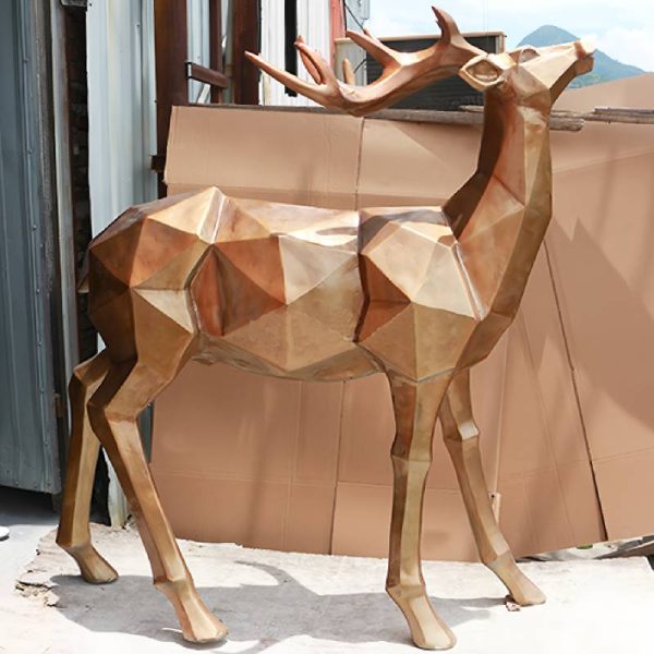 Outdoor Park Square Lawn Geometric Shape Golden Copper Deer - Image 5