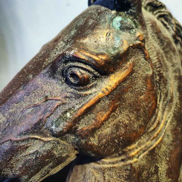 Bronze horse head sculpture in Chinese classical style