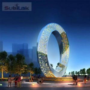 Custom outdoor large ring stainless steel sculpture