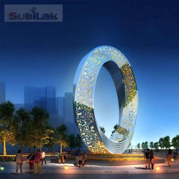 Custom outdoor large ring stainless steel sculpture