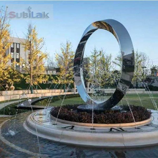 Custom outdoor large ring stainless steel sculpture - Image 5