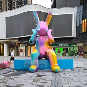 Fiberglass cartoon geometric rabbit