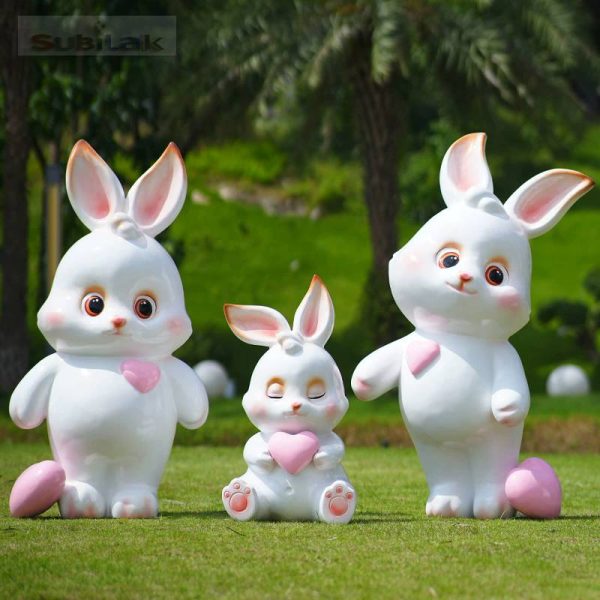 Fiberglass cartoon rabbit sculpture - Image 4