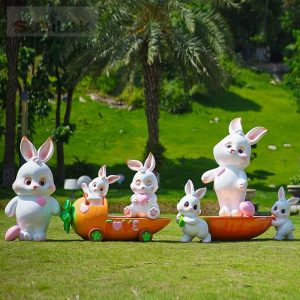 Fiberglass cartoon rabbit sculpture