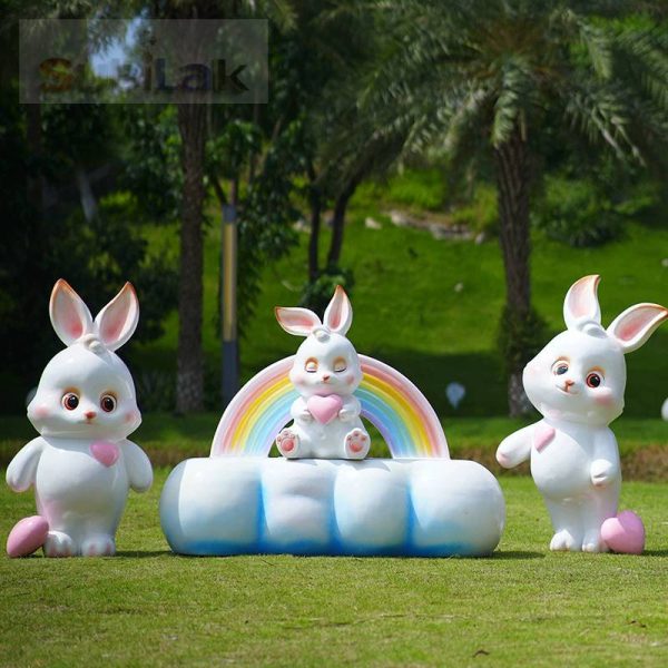Fiberglass cartoon rabbit sculpture - Image 2