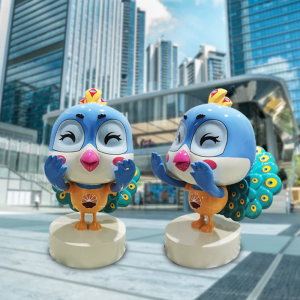 Fiberglass peacock cartoon sculpture