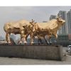 Golden geometric bronze bull sculpture - Image 3
