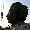 Large bronze statue of Einstein's head in the park outdoor square - Image 5