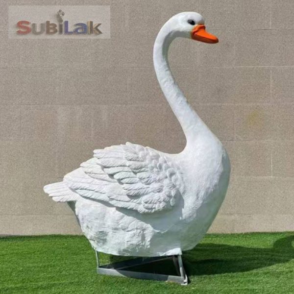 Russian people love outdoor Park Fiberglass White Swan Sculpture - Image 3