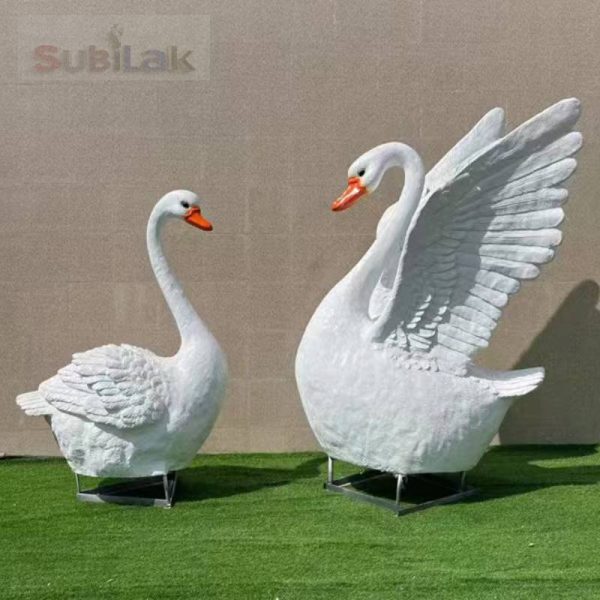 Russian people love outdoor Park Fiberglass White Swan Sculpture - Image 2