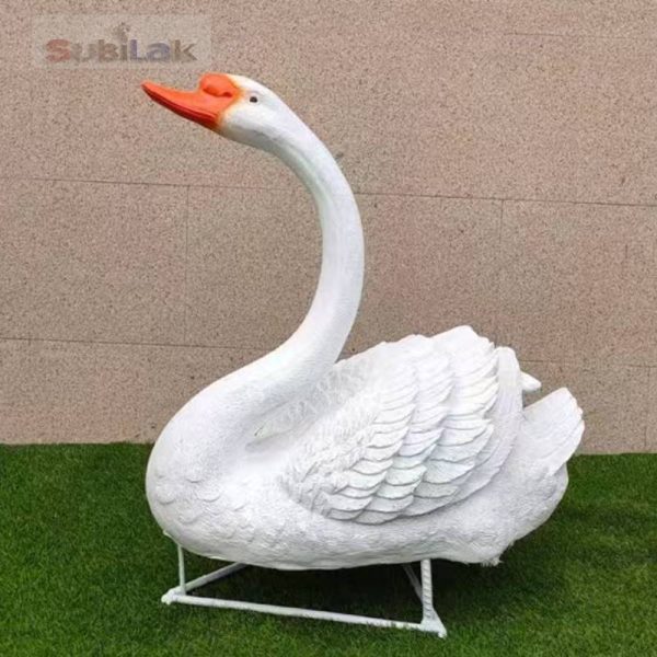 Russian people love outdoor Park Fiberglass White Swan Sculpture