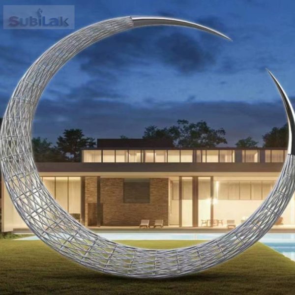 Outdoor garden landscape creative stainless steel hollow moon sculpture - Image 4
