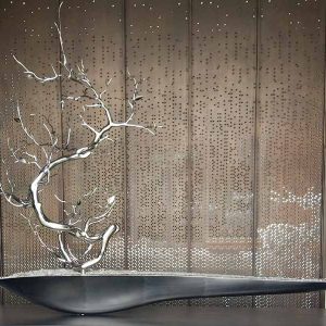 Stainless Steel Plum Blossom Tree Sculpture Chinese Style