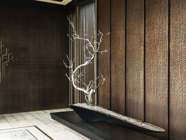 Stainless Steel Plum Blossom Tree Sculpture Chinese Style - Image 2
