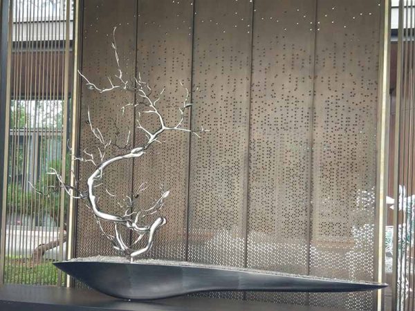 Stainless Steel Plum Blossom Tree Sculpture Chinese Style - Image 4