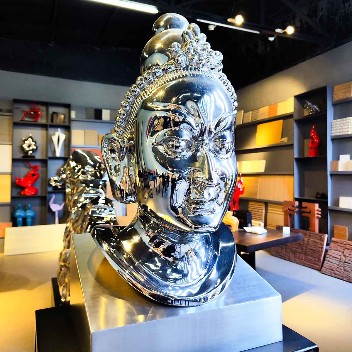 Stainless steel mirror figure sculpture Chinese opera figure ornaments