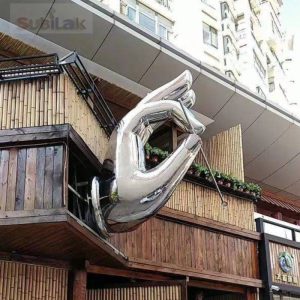 Large Stainless Steel Hand Sculpture