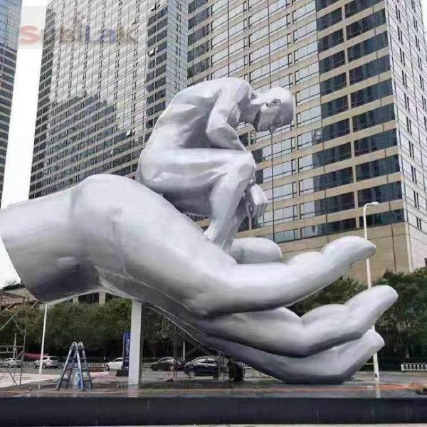Large Stainless Steel Hand Sculpture - Image 3