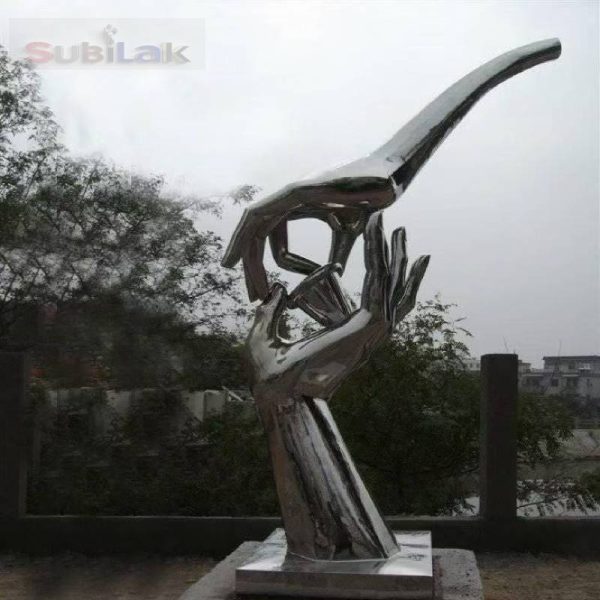 Large Stainless Steel Hand Sculpture - Image 4