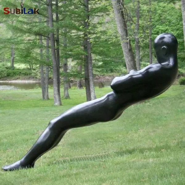 Outdoor Park Black Metal Copper Abstract Figure Statue