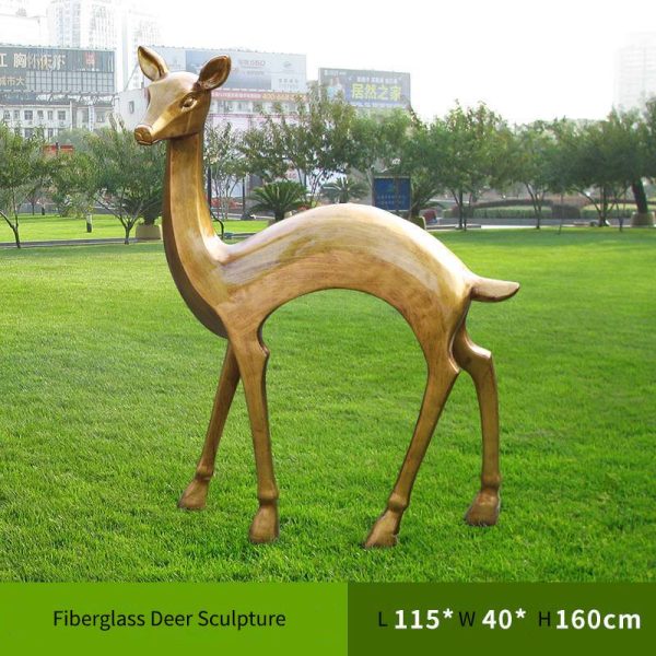Outdoor Park Grass Fiberglass Sculpture Deer