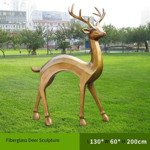 Outdoor Park Grass Fiberglass Sculpture Deer