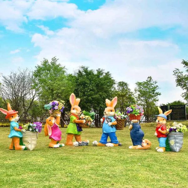 Custom Outdoor Park Fiberglass Rabbit Sculpture - Image 3