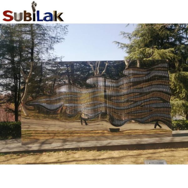 Park outdoor stainless steel mirror wave metal sculpture - Image 3