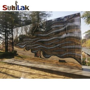 Park outdoor stainless steel mirror wave metal sculpture