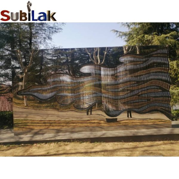 Park outdoor stainless steel mirror wave metal sculpture - Image 2