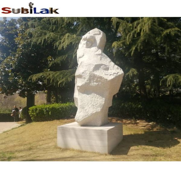 Outdoor Park White Marble Mountain Girl Statue - Image 5