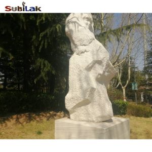 Outdoor Park White Marble Mountain Girl Statue