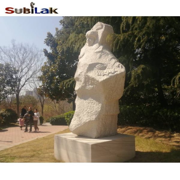 Outdoor Park White Marble Mountain Girl Statue - Image 2