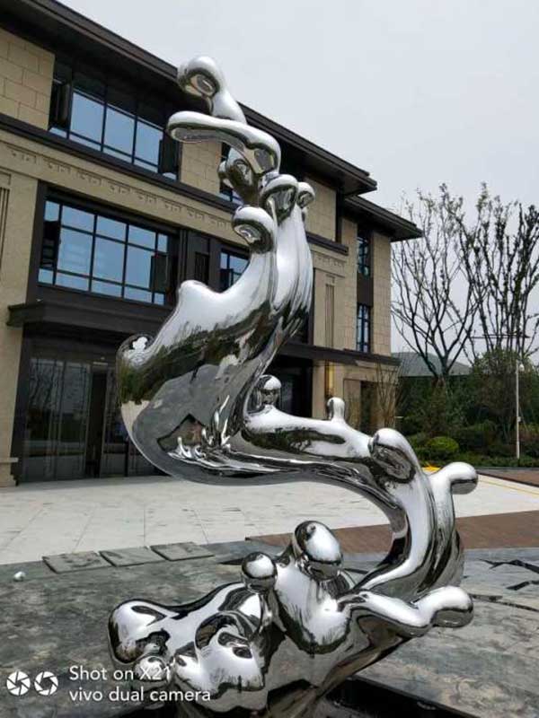 Stainless steel wave drop sculpture park landscape sculpture