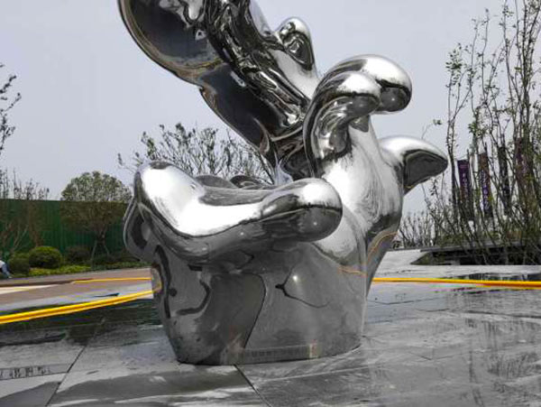Stainless steel wave drop sculpture park landscape sculpture
