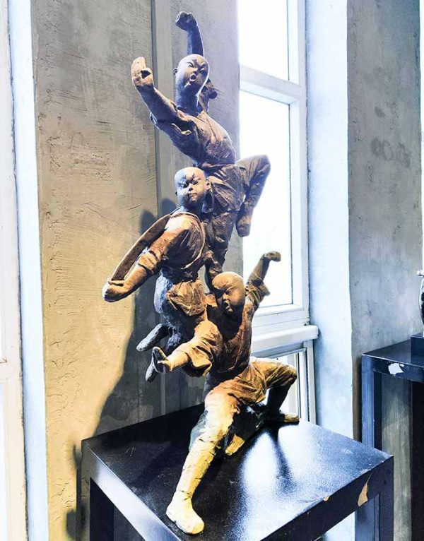 Shaolin Kung Fu monk bronze sculpture