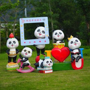 Outdoor Park Fiberglass Panda Sculpture