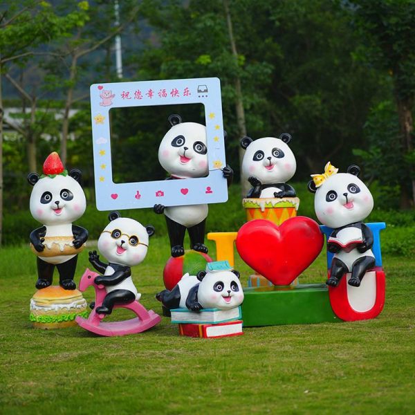 Outdoor Park Fiberglass Panda Sculpture