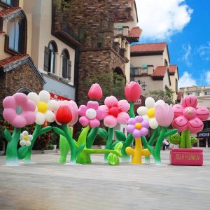 Outdoor park landscape fiberglass rose sculpture