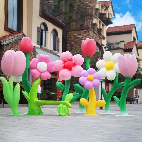 Outdoor park landscape fiberglass rose sculpture - Image 2