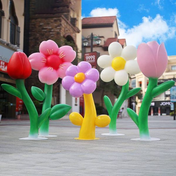Outdoor park landscape fiberglass rose sculpture - Image 3